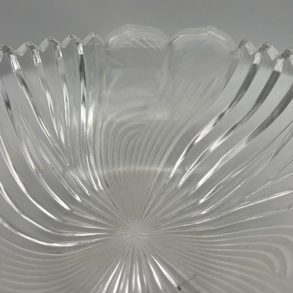 Crystal Glass Serving Bowl Floral Design - 8.5" - Picture 6 of 7